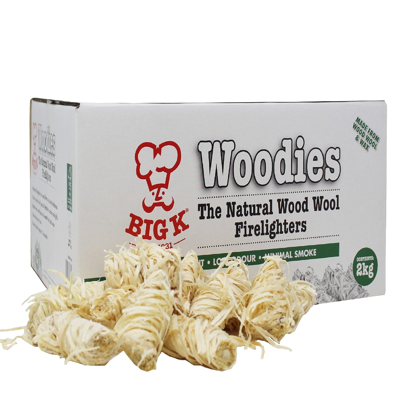 Eco Natural Wood Wool Firelighters 2kg Approx 150