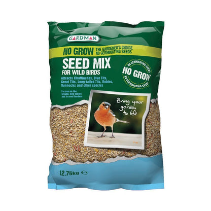 Gardman No Grow Seed Mix, 12.75 kg with No Nets Fat Snax for Wild Birds