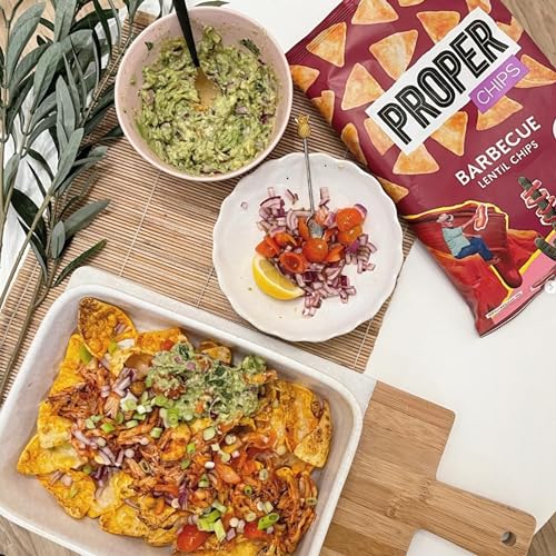 Gluten Free Lentil Crisps Multipack - Box of 32 Vegan Proper Chips BBQ & Salt Vinegar Low Calorie Snacks with EXTRA 3 x 14g Sweet & Salty Popcorn Bags. Healthy Snacks for Lunch Box, Movie Night