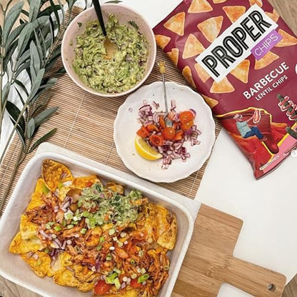 Gluten Free Lentil Crisps Multipack - Box of 32 Vegan Proper Chips BBQ & Salt Vinegar Low Calorie Snacks with EXTRA 3 x 14g Sweet & Salty Popcorn Bags. Healthy Snacks for Lunch Box, Movie Night