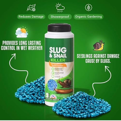 Topline Snail & Slug Pellets for Garden - Pack of 2 x 800g Organic Snail & Slug Killer Granules with Card. Powerful Slug Repellent for Protecting Garden Plants & Vegetables.