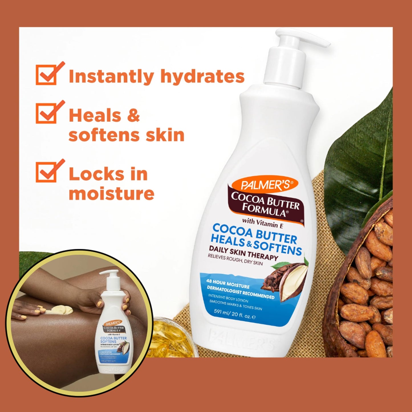 Cocoa Butter & Oil Skin Care Bundle - 2 x 400ml Intensive Cocoa Butter Moisturiser Body Lotion & 1 x 250ml Body Oil with Vitamin E. 48 Hour Body Moisturiser Massage Oil for Women with Topline Card