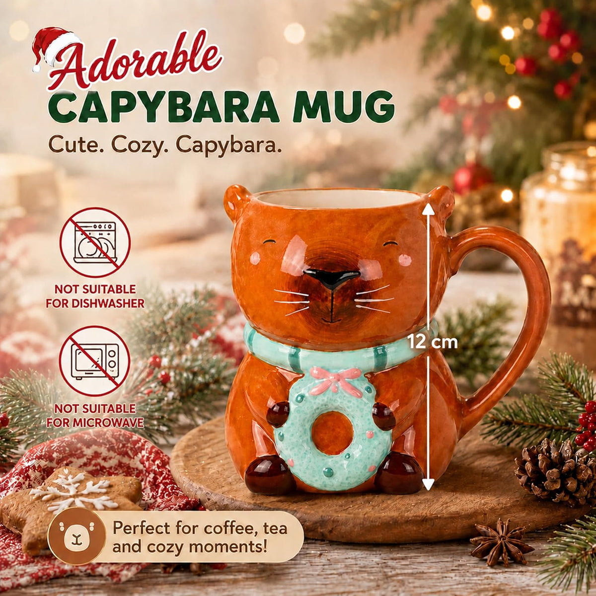 Capybara Mug & Hot Chocolate Gift Set - Capybara Collectible Mug with 20g Hot Chocolate Mix