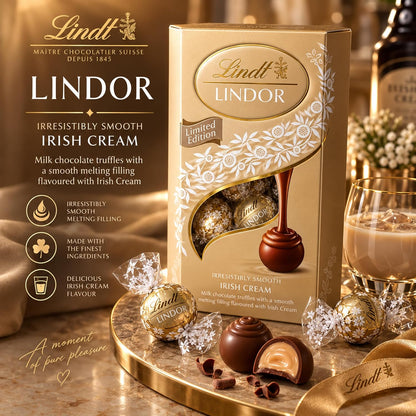 Lindt Chocolates & Teddy Bear for Christmas Gift - Lindor Irish Cream Truffles 200g & Bernie Teddy Bear