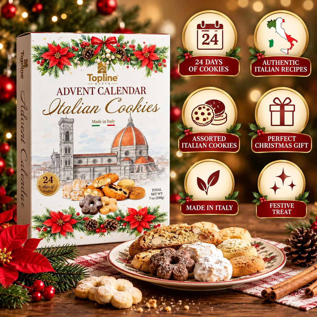 Italian Biscuit Advent Calendar 2026-24 Days Christmas Traditional Italian Cookies Advent Calendar