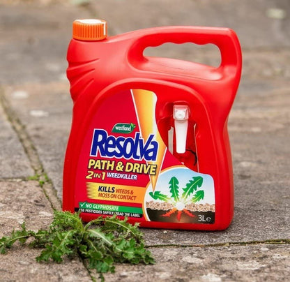Resolva Weed Killer Sprayer - 3L Resolva Path & Drive 2in1 Weedkiller Ready to Use Garden Sprayer with Topline Card. Dandelion Weed Burner for Driveways, Paths or Patios.