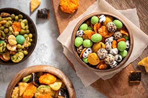 Mitsuba Rice Crackers Snacks Bulk - 800g Wasabi Mix & 650G Japanese Rice Snacks and Coated Peanuts Bulk Buy with Topline Card. Pub Snacks for Party Food, Movie Nights or Birthday Parties.