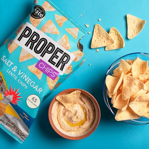 Gluten Free Lentil Crisps Multipack - Box of 32 Vegan Proper Chips BBQ & Salt Vinegar Low Calorie Snacks with EXTRA 3 x 14g Sweet & Salty Popcorn Bags. Healthy Snacks for Lunch Box, Movie Night