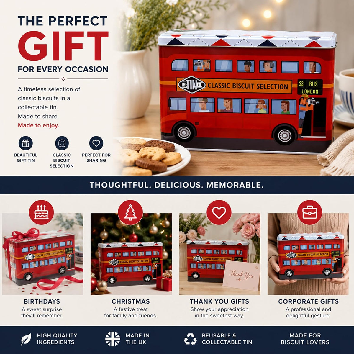 Red London Bus Biscuit Tin 487g
