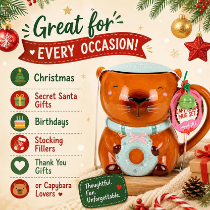 Capybara Mug & Hot Chocolate Gift Set - Capybara Collectible Mug with 20g Hot Chocolate Mix