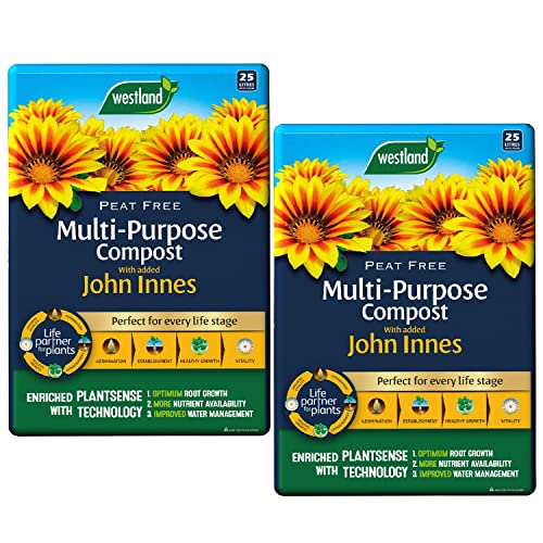 Topline Westland Multi-Purpose Garden Compost - Peat Free Multi Purpose Compost Soil with John Innes, 2 x 25L Bags with Topline Card for Indoor & Outdoor Plants, Growing Vegetables. (MPC2)