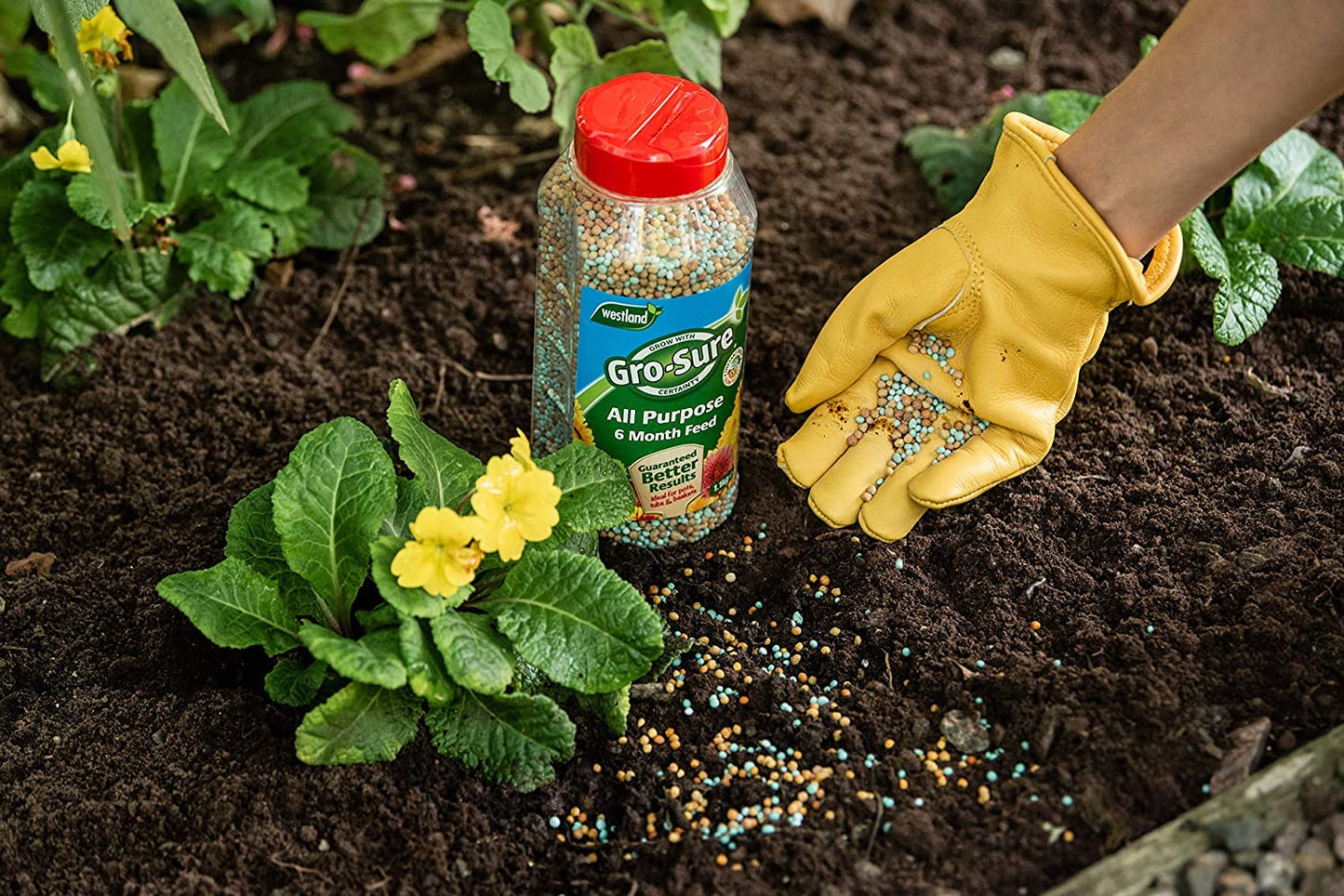 Outdoor Plants Food Fertiliser Bundle - Water Saving Gel 250g & Gro-Sure All Purpose 6-month Plant Food Granules 1.1kg with Topline Card for Slow Release Garden Compost Moisture Feeding Control.