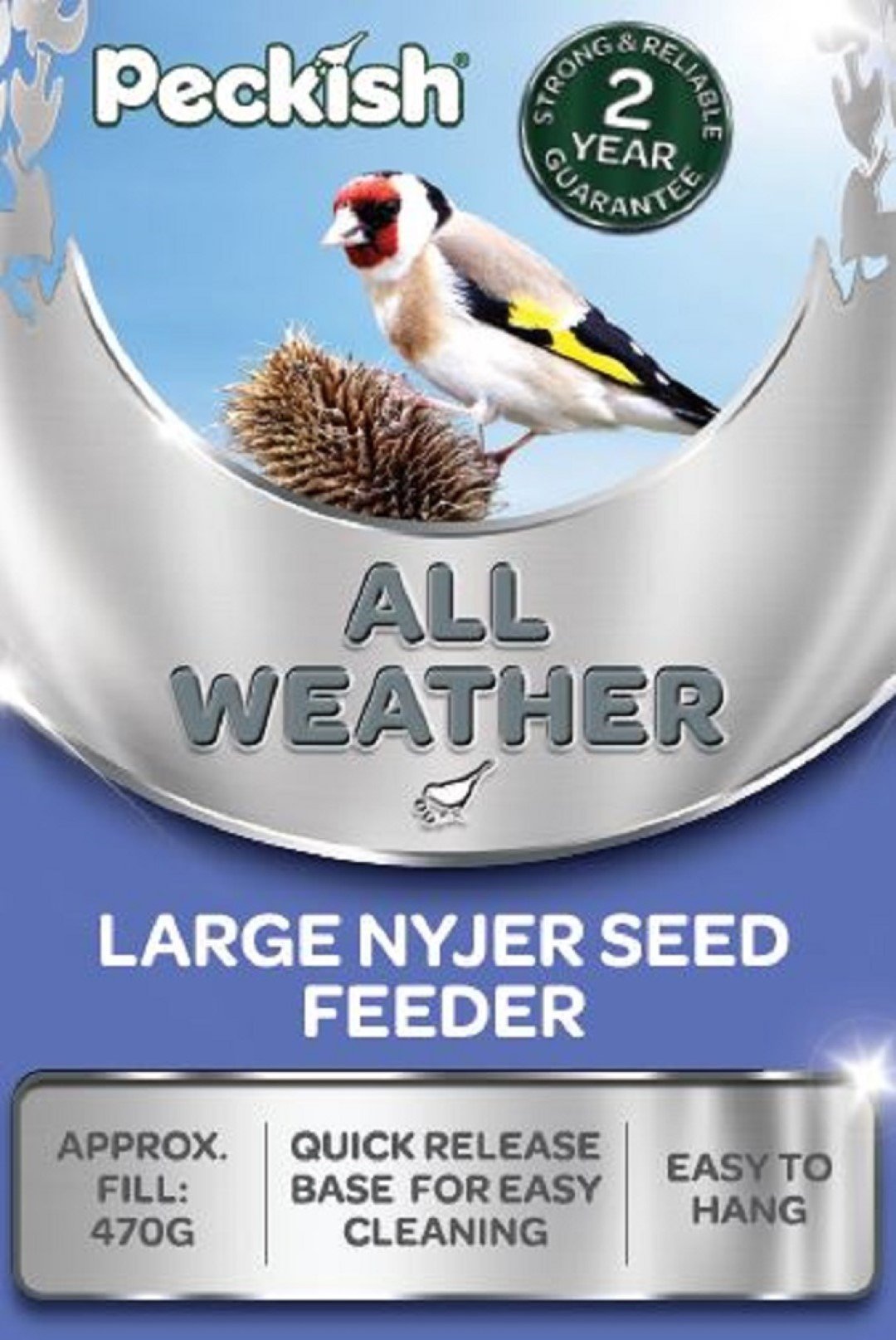Peckish Large Metal All Weather Nyger Seed Bird Feeder