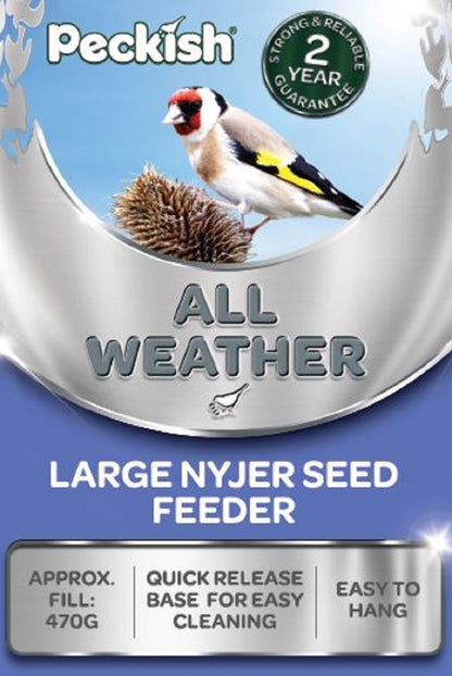 Peckish Large Metal All Weather Nyger Seed Bird Feeder