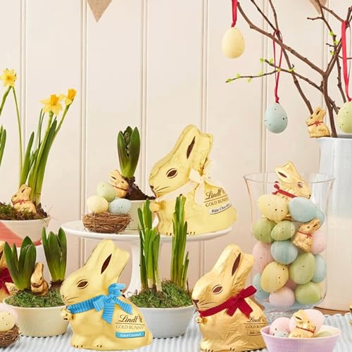 Lindt GOLD BUNNY Trio Pack – Milk, White & Salted Caramel Chocolate Bunnies (3 x 100g)