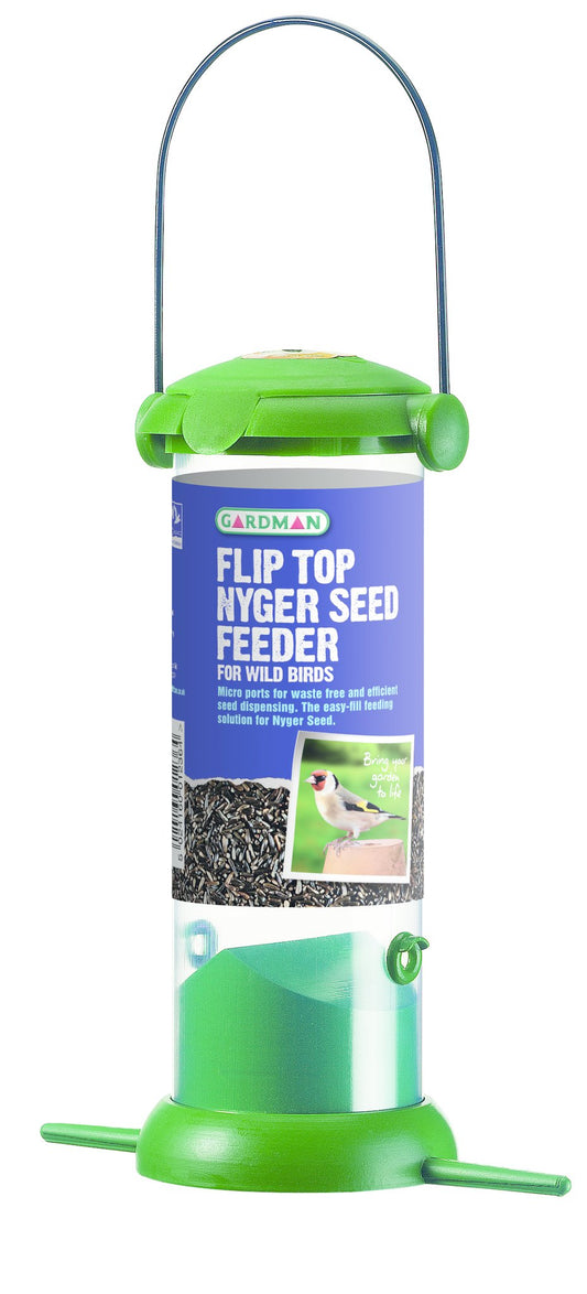 Gardman Flip Top Nyjer Seed Feeder Green 13x5x13cm