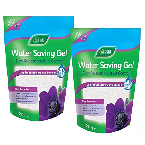 Plant Water Saving Retention Gel - Pack of 2 x 250g Slow Release Garden Compost Moisture Control for Outdoor Plants, Houseplants, Flowerbeds or Vegetable Plots with Topline Card.