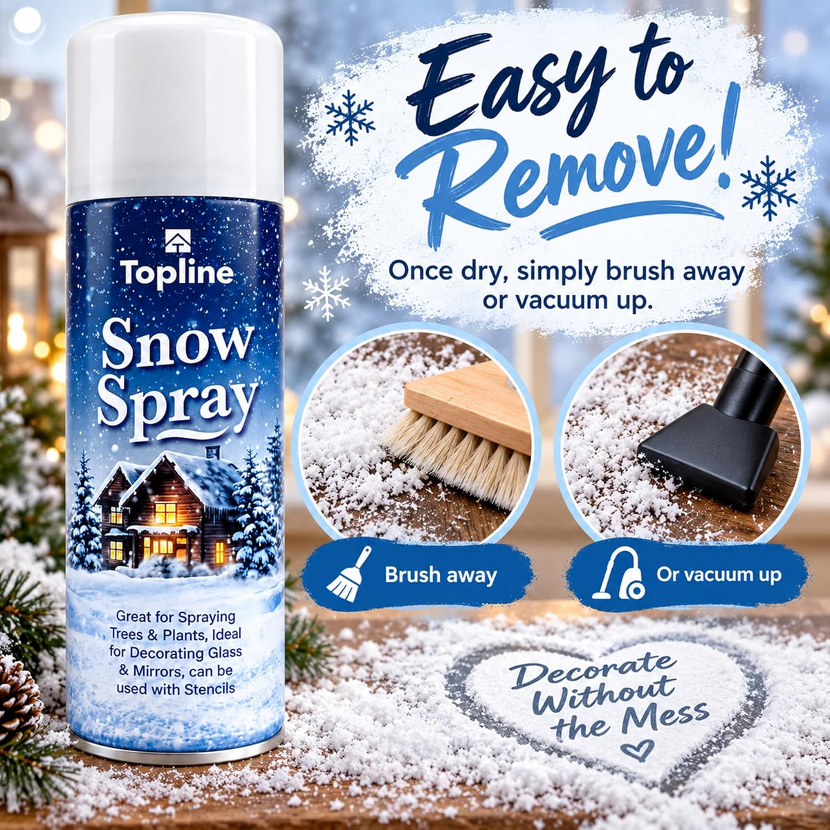 Artificial Snow Spray for Window Art - Pack of 3 x 85ml Snow Spray