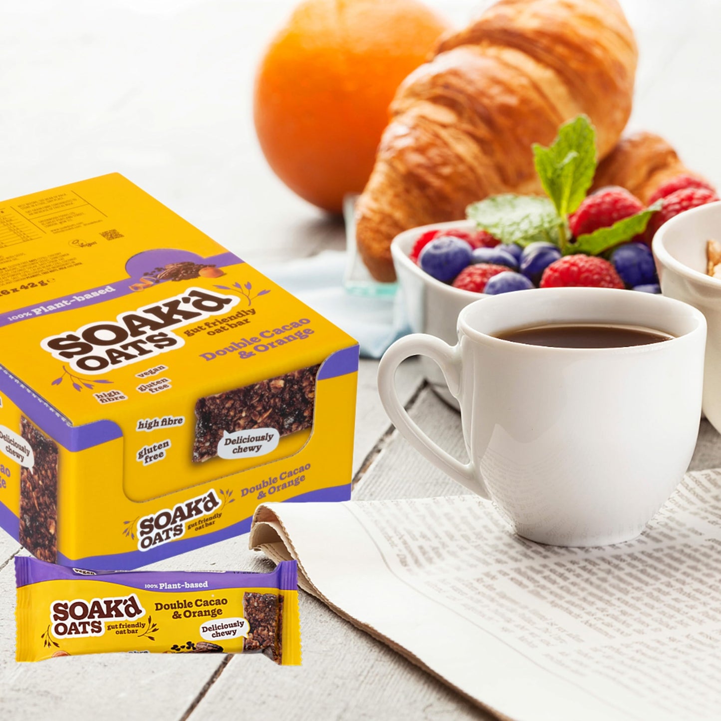 SOAK'd OATS Healthy Breakfast Bars - Box of 16 x 42g Gluten Free Baked Flapjack Healthy Snacks