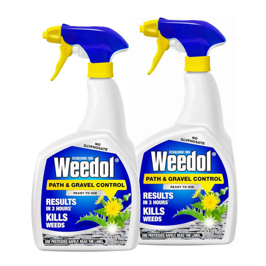 Path & Gravel Weed Killer Sprayer - Pack of 2 x 1L Weed Control Ready to Use Weed Killer Spray for Paths, Driveways & Permeable Patios. Strong Weed Killer with Topline Card. Visible Results in 2-3h