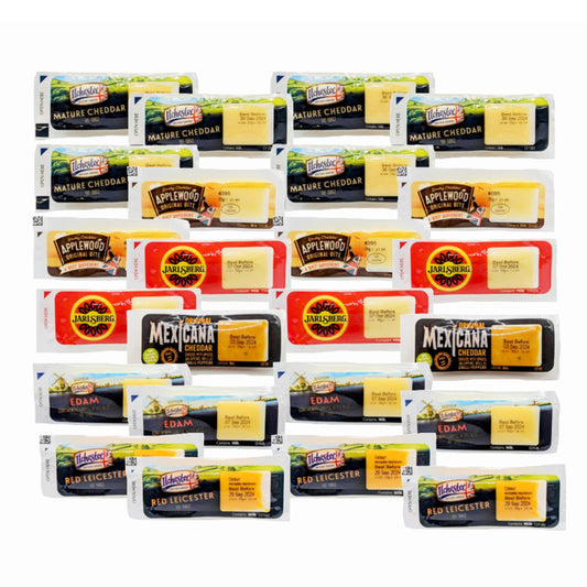 Mini Cheese Selection for Cheese Board - Pack of 2 x 12 Individually Wrapped 6 Different Flavour Cheese Portions Great with Chutney or Jam for Lunch Box, Cheese Gift Set, Hampers for Men or Birthday