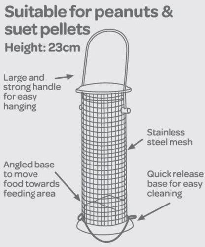 Peckish Large Metal All Weather Nyger Seed Bird Feeder