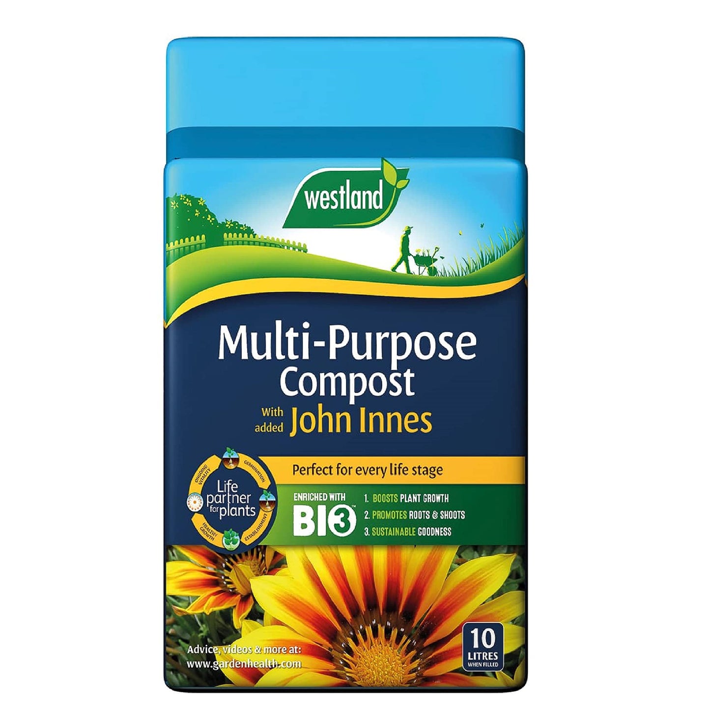 Westland Multi-Purpose Garden Compost - Peat Free Multi Purpose Compost with John Innes 2 x 10L Garden Soil Bags for Indoor & Outdoor House Plants, Vegetable Growing. Comes with Topline Card.