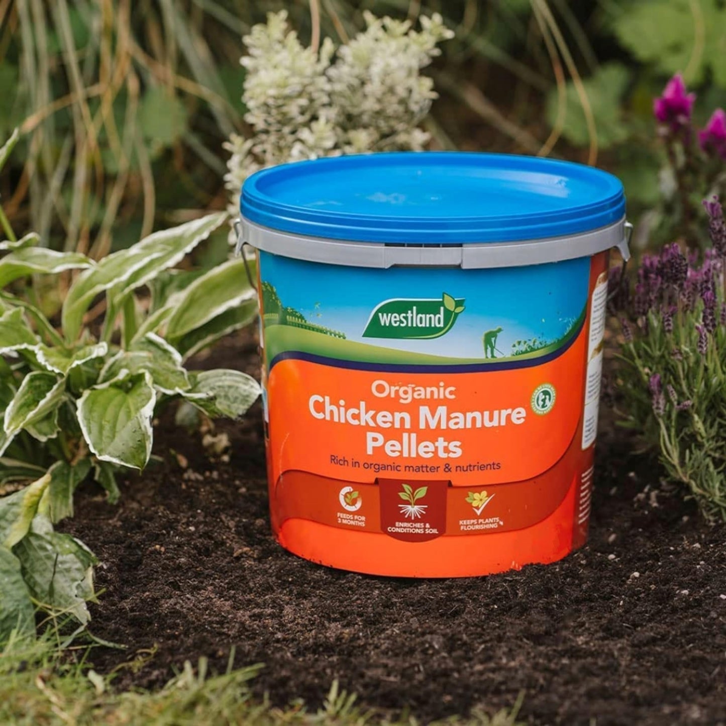 Chicken Manure Plant Food Fertiliser - 8kg Organic Composted Chicken Poultry Manure Plant Feed Pellets for Outdoor Garden Plants. Fertilizer for Vegetables, Tomato Feed with Topline Card.