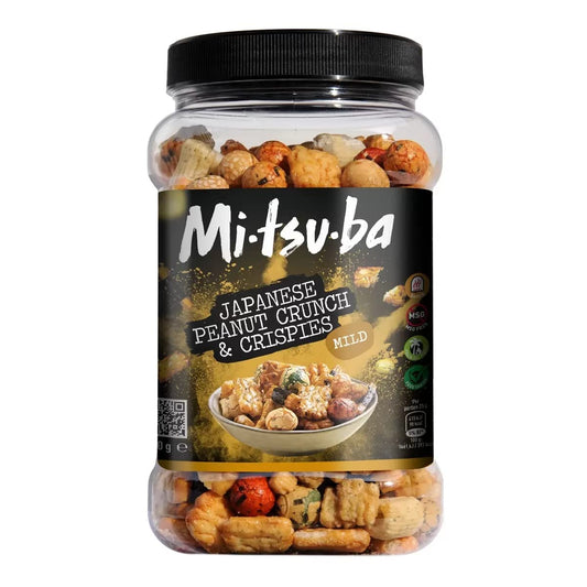 Mitsuba Japanese Rice Snacks Bulk - Assorted Mix of Rice Crackers & Peanuts with Soya Sauce and Seaweed 650g Pub Snacks with Topline Card for Party Food, Movie Nights or Birthdays