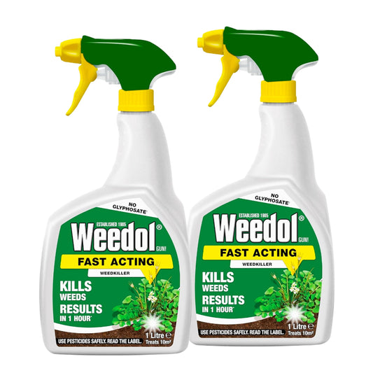 Weedkiller Extra Strong Spray Bundle - Pack of 2 x 1L Ready to Use Weed Control Fast Acting Weed Killer with Topline Card. Suitable for Use on Flower Beds, Vegetable Patches as well as borders