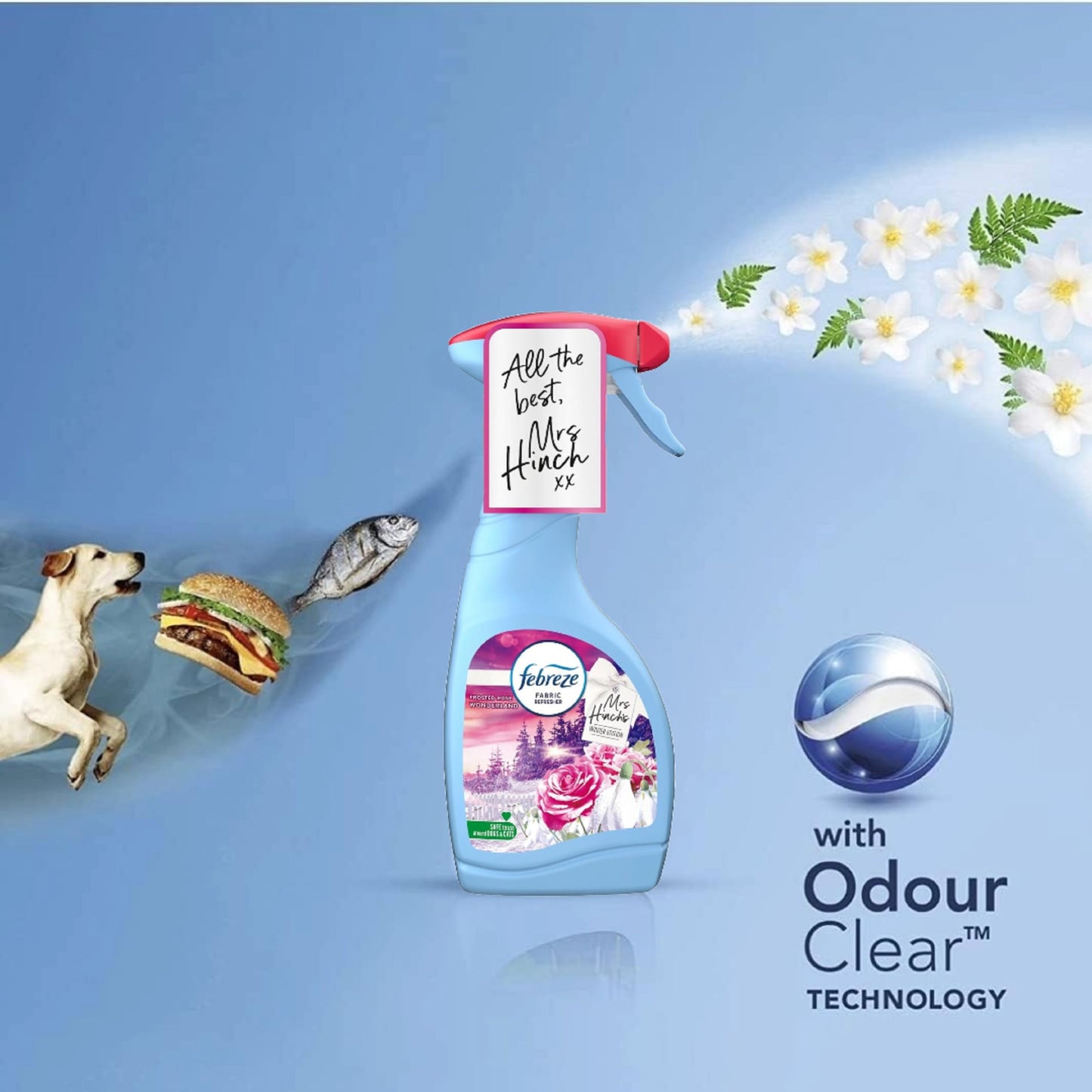 Fabric Air Freshener Spray Bulk Buy - Pack of 2 x 500ml Frosted Rose Wonderland Water-Based Formula Fabric Spray, Carpet Freshener Odour Eliminator with Topline Card. Room Fresheners for Home