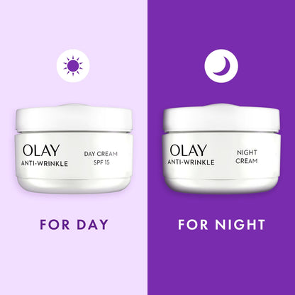 Olay Skincare Gift Set: Anti Wrinkle SPF 15 Face Moisturiser + Night Cream with Niacinamide, Skin Care Christmas Gifts For Women, 50ml + 50ml