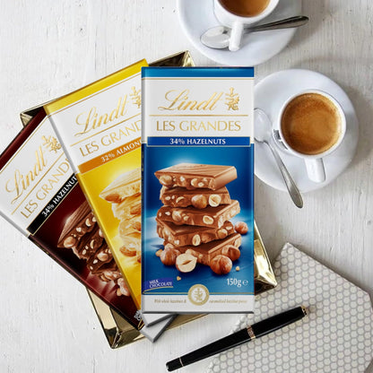 Les Grandes Chocolate Bars Bundle - Assorted Pack of 3 x 150g Milk Hazelnut, Dark Hazelnut & White Almond Bar Chocolate Bulk with Topline Card. Chocolate Gift for Sweet Hamper, Stocking Fillers