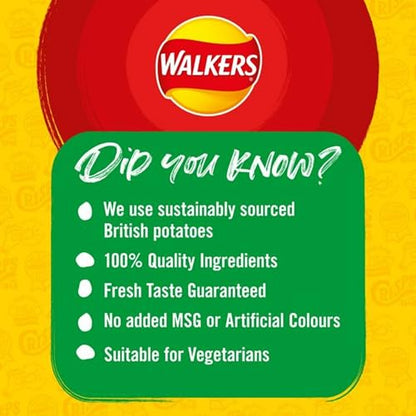 72 TOTAL BAGS Crisps Multipack - Snack Box of 66 x 25g Assorted Classic Walkers Crisps with 6 EXTRA 25g Bags, 3 x Chicken & 3 x Tomato. Giant Box of Potato Snacks for Birthday Party, Pub Snacks