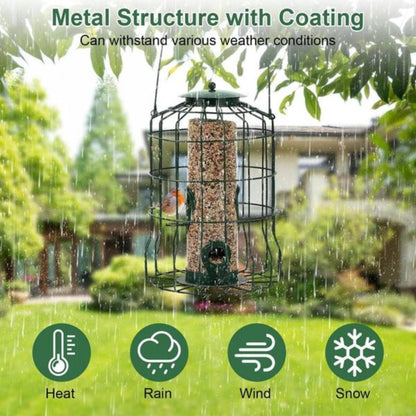 Squirrel Proof Bird Feeders Bundle 3x Green Plastic Wire Cage for Fat Balls, Peanuts & Seeds