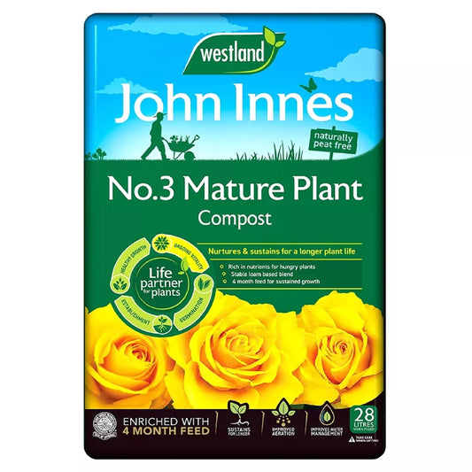 Mature Plant Garden Potting Compost - Peat Free No3 Mature Plant Potting Seedling Compost 28L Bag with Topline Card for Outdoor & Indoor House Plants. Enriched with 4 Month Feed