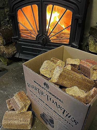 Roastie-Toasties Heat Logs - 14.5kg Box Ultra Dry Compressed Logs. Great for Wood Burners, Open Fires, Multi-Fuel Stoves. Planet-Friendly Wood Briquettes. Made in Scotland