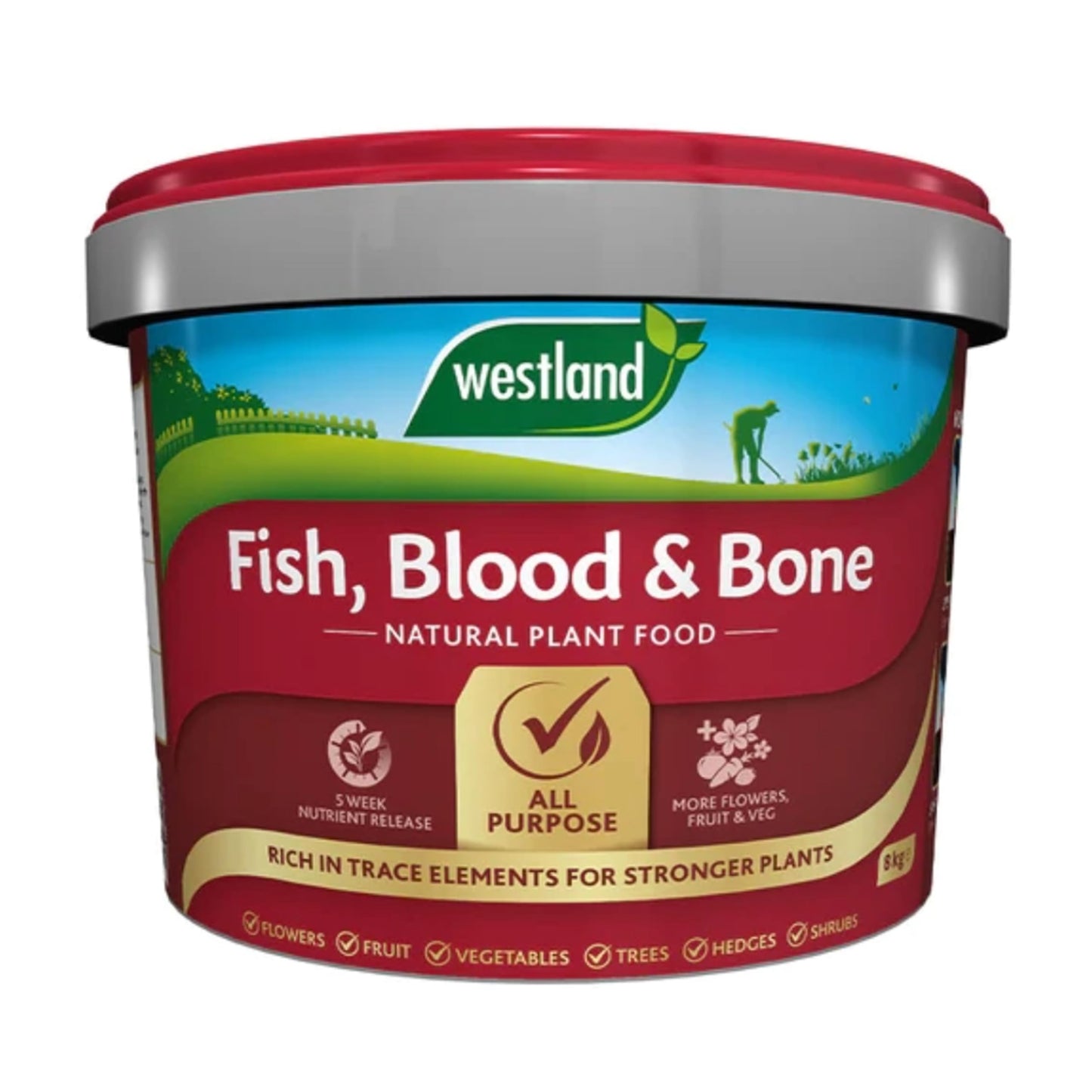 TOPLINE Fish, Blood & Bone Plant Food - 8kg All Purpose Natural Fish Blood and Bone Fertiliser for Garden Plants. Houseplant Food Granules with Topline Card.