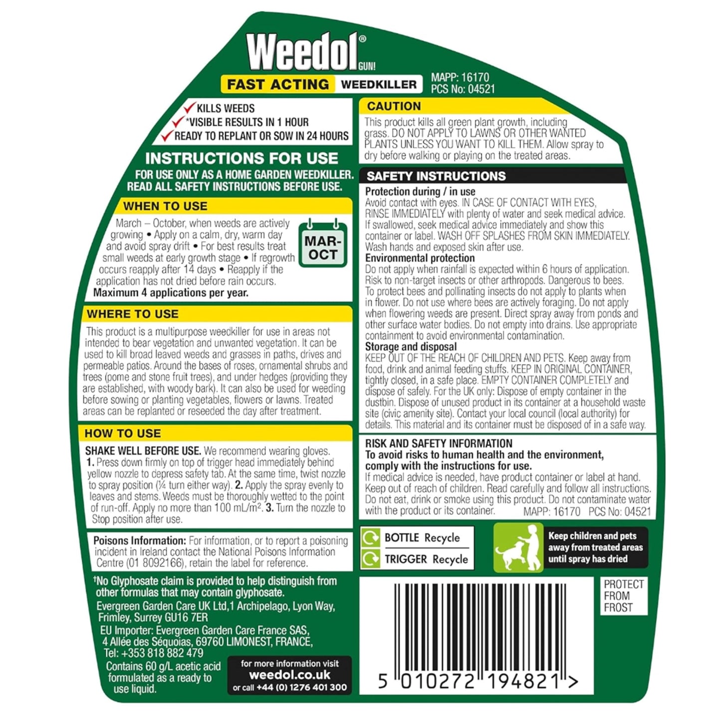 Weedkiller Extra Strong Spray Bundle - Pack of 2 x 1L Ready to Use Weed Control Fast Acting Weed Killer with Topline Card. Suitable for Use on Flower Beds, Vegetable Patches as well as borders