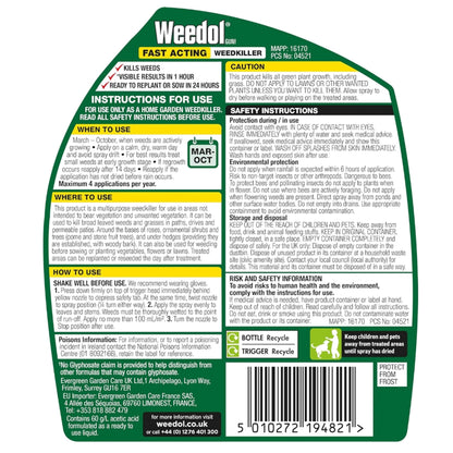 Weedkiller Extra Strong Spray Bundle - Pack of 2 x 1L Ready to Use Weed Control Fast Acting Weed Killer with Topline Card. Suitable for Use on Flower Beds, Vegetable Patches as well as borders