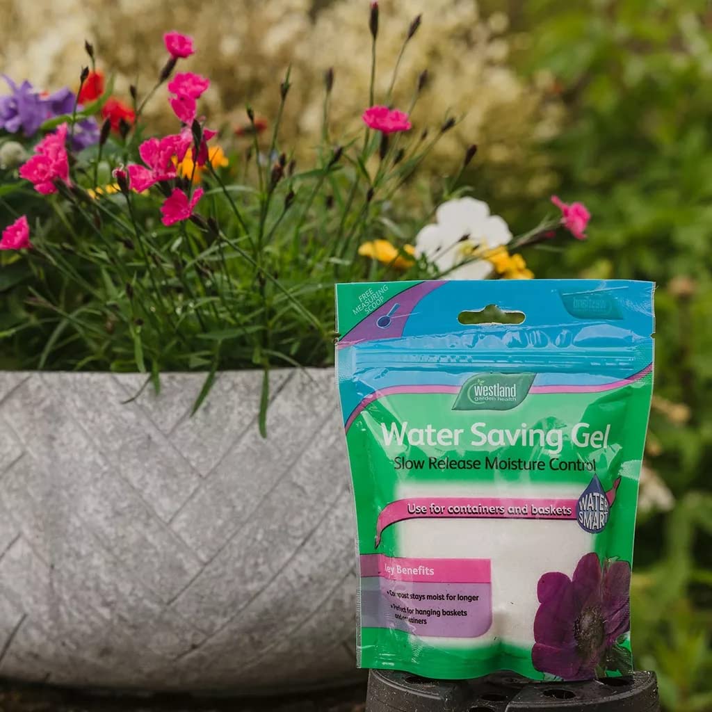 Outdoor Plants Food Fertiliser Bundle - Water Saving Gel 250g & Gro-Sure All Purpose 6-month Plant Food Granules 1.1kg with Topline Card for Slow Release Garden Compost Moisture Feeding Control.
