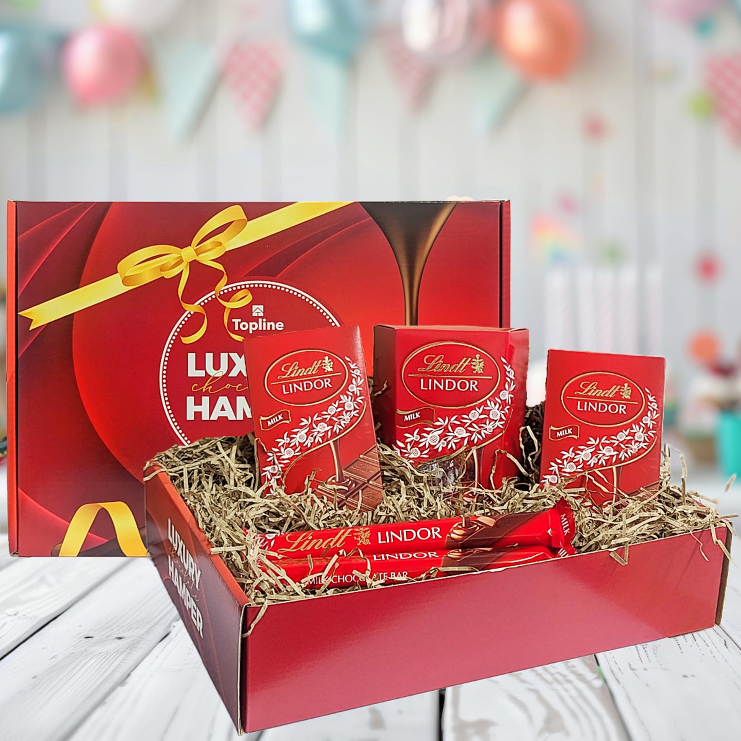 Lindt Milk Chocolate Hamper for Birthday Gifts - Lindor Assortment of 200g Smooth Truffles, 2 x 100g Chocolate Bars & 2 x 38g Treat Bars. Great Chocolate Gift for Mothers Day, Fathers Day, Christmas