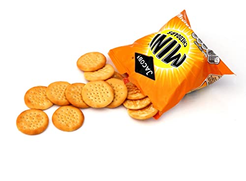 Mini Cheddars Snacks Bulk - Mega Value Box of 48 x 23g Original Cheddar Biscuits Baked with Real Cheese. Bar Snacks for Home Pub, Birthday Party Food or Lunchbox Snacks with Topline Card.