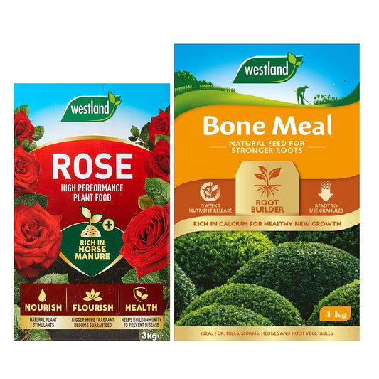Outdoor Garden Plants Food Bundle Rose Feed Granules 3kg + Bone Meal 4kg