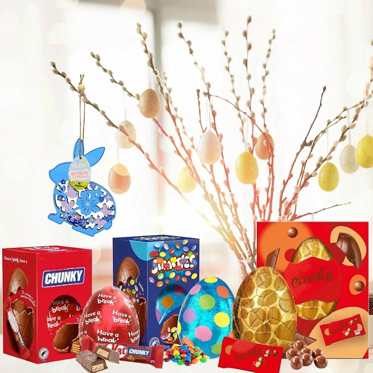 Milk Chocolate Easter Egg 3-Pack – Smarties 100g, Maltesers 96.5g & Kit Kat Chunky 110g