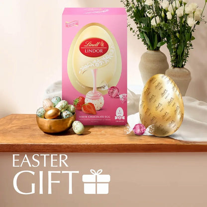 Lindt LINDOR Strawberries & Cream White Chocolate Easter Egg 260g