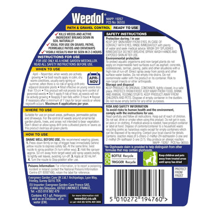 Path & Gravel Weed Killer Sprayer - Pack of 2 x 1L Weed Control Ready to Use Weed Killer Spray for Paths, Driveways & Permeable Patios. Strong Weed Killer with Topline Card. Visible Results in 2-3h