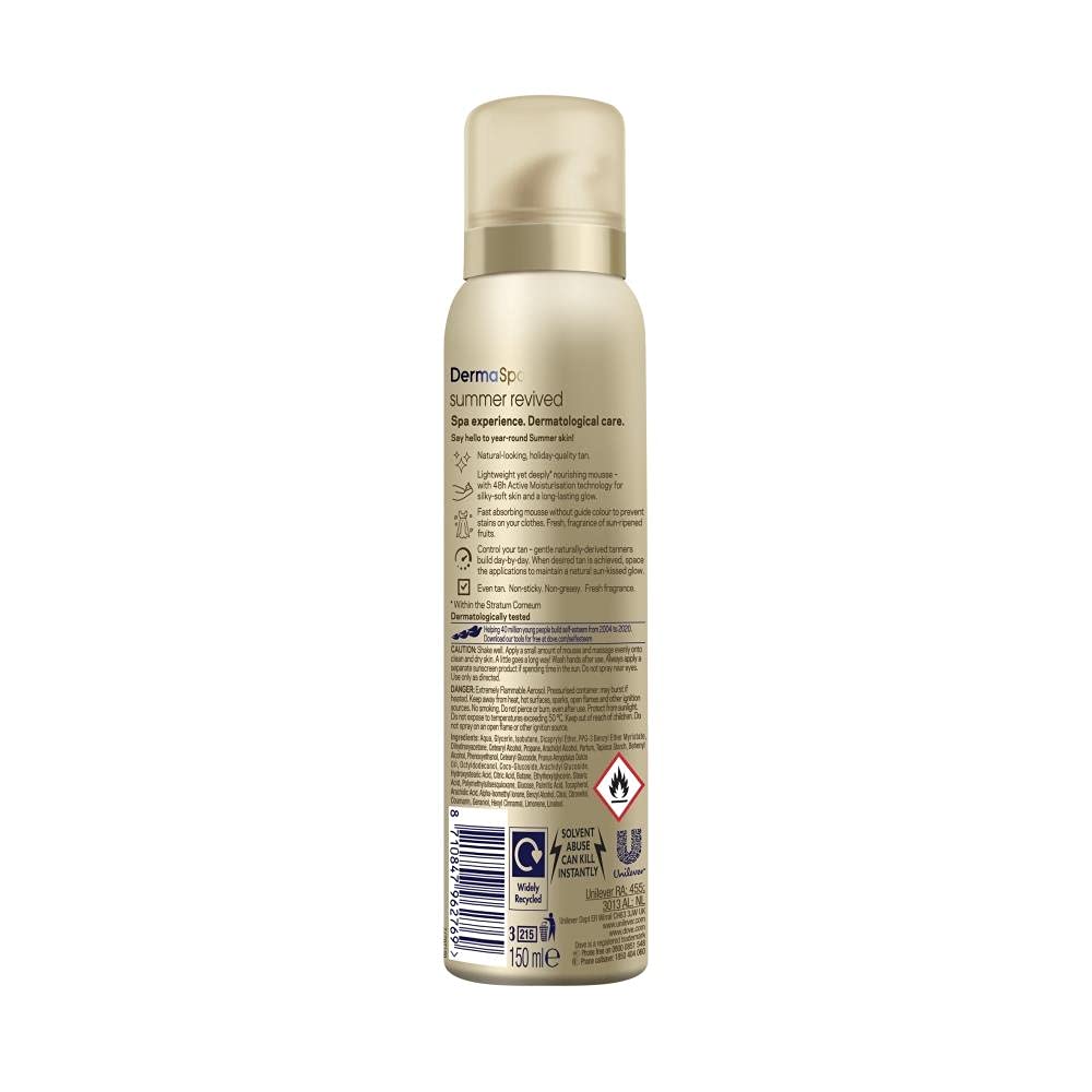 Dove DermaSpa Summer Revived Body Mousse Fair to Medium 150ml Pack of 4