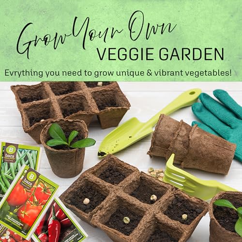 Vegetable Complete Growkit for Gardening Gifts - Grow Your Own Kits of 12 Vegetable Seeds, Greenhouse Accessories - Peat Pots & Soil for Garden Gifts