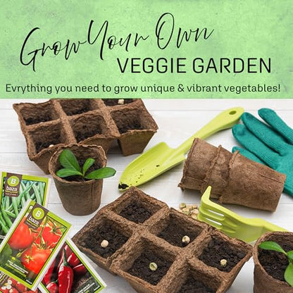 Vegetable Complete Growkit for Gardening Gifts - Grow Your Own Kits of 12 Vegetable Seeds, Greenhouse Accessories - Peat Pots & Soil for Garden Gifts